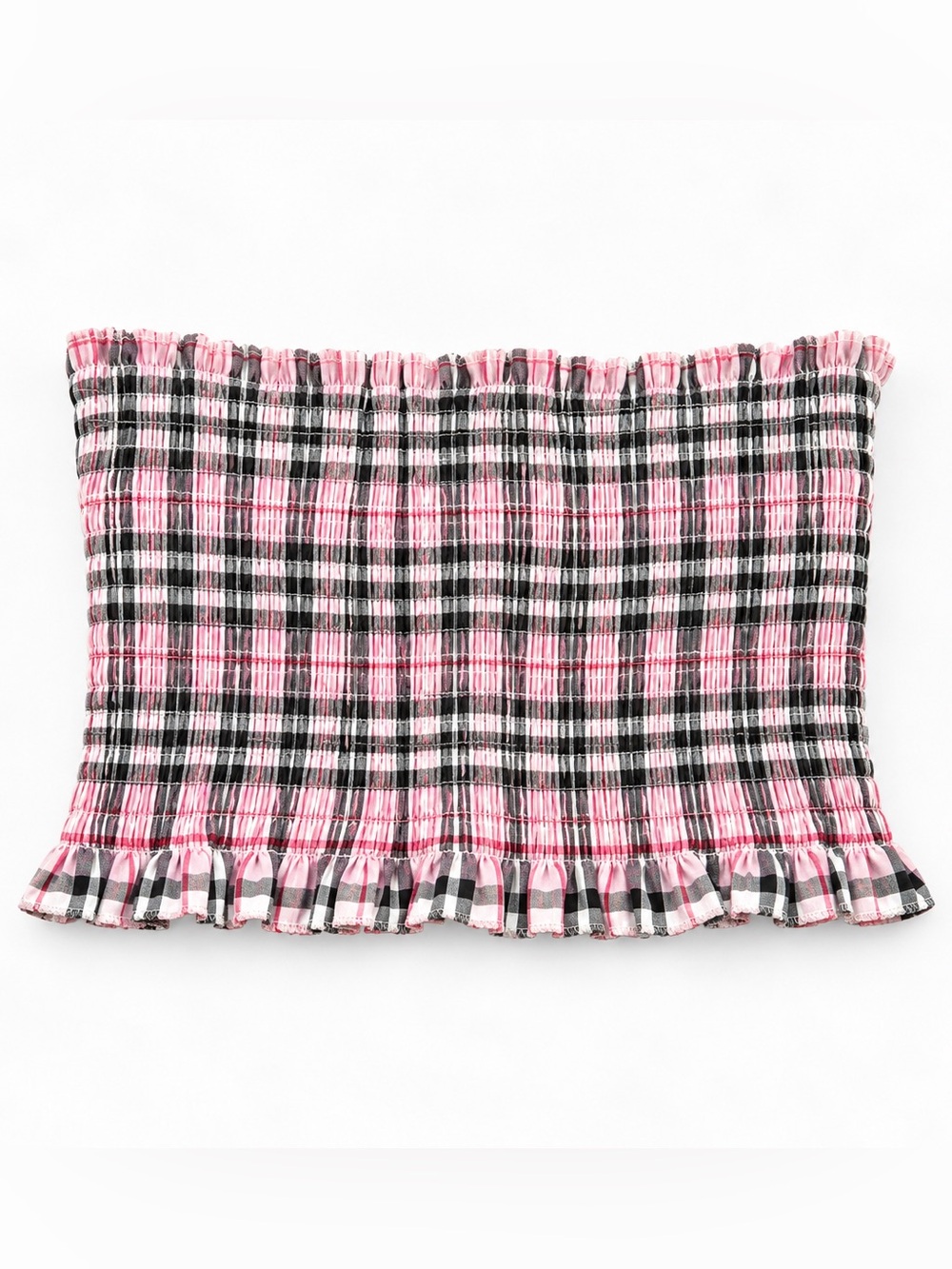 Women’s Pink and Black Smocked Bandeau Top
